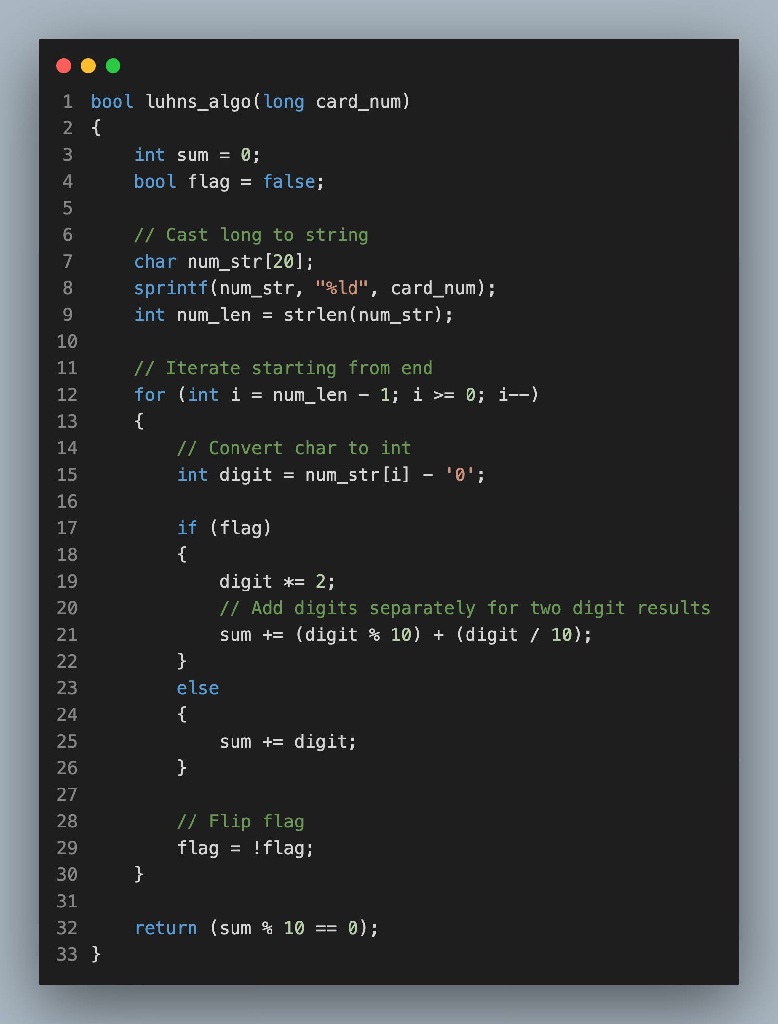 Luhn's Algorithm implementation