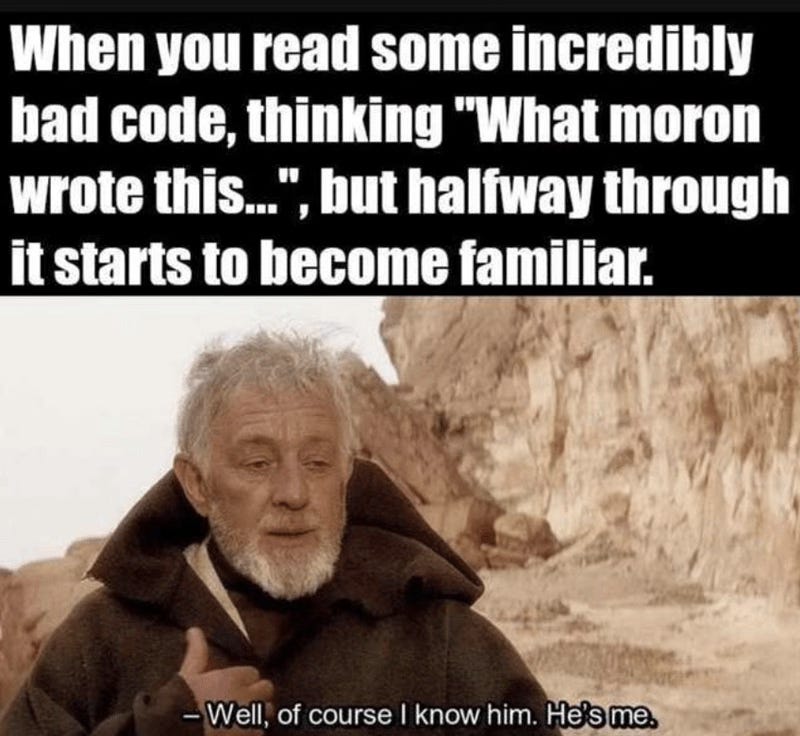Screenshot of old messy code